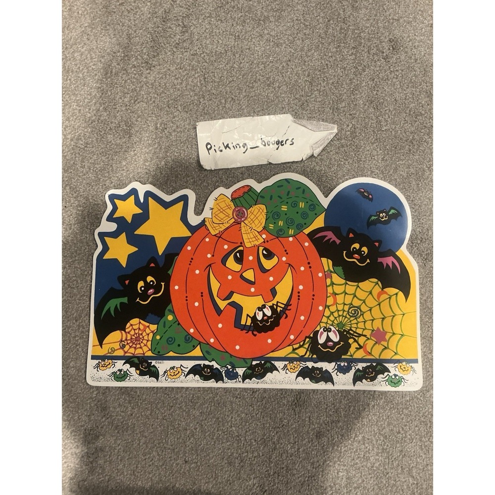6 VTG Barth & DreyfussB&D Vinyl Halloween Placemats Jack-O-Lantern Bat Spiderweb
